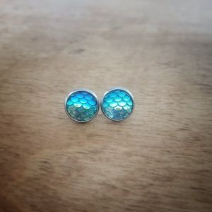 Blue iridescent mermaid earrings *sold locally*